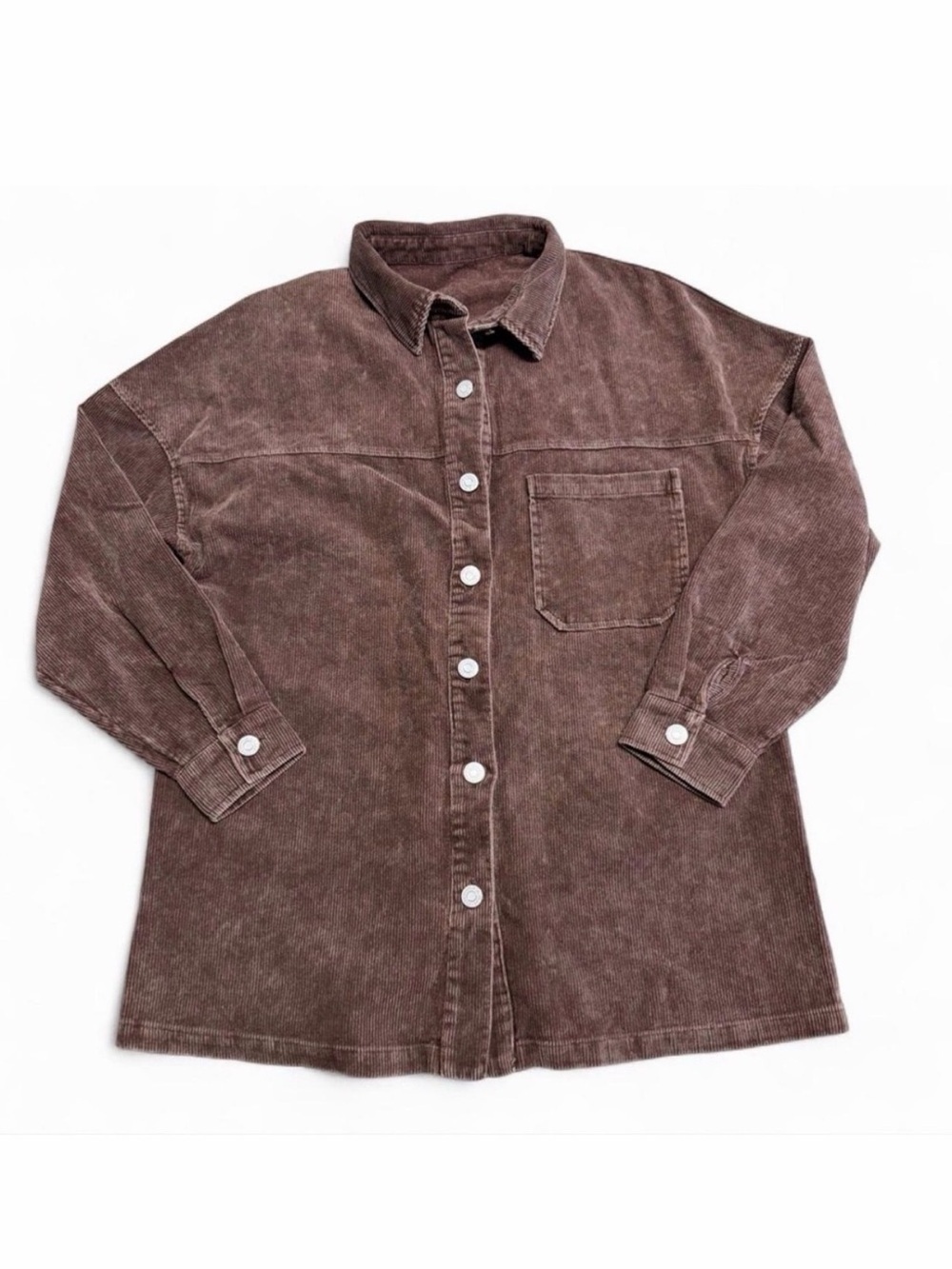 Oversized Brown Corduroy Shirt Jacket Shacket Women Small Outdoor Utility Fall - Picture 1 of 6